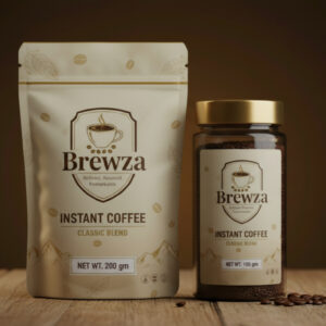 Brewza Classic Instant Coffee 100g jar and 200g pouch together